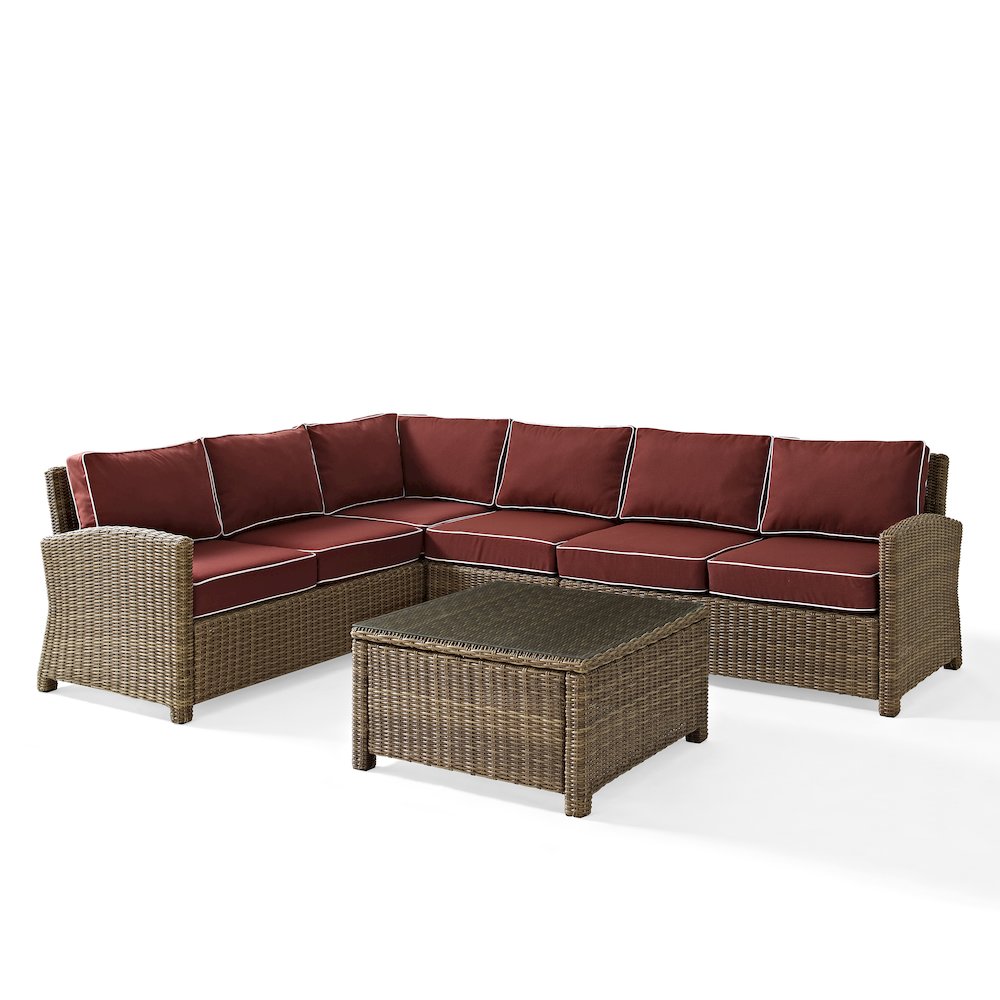 Bradenton 5Pc Wicker Outdoor Sectional Patio Furniture Set. Picture 1