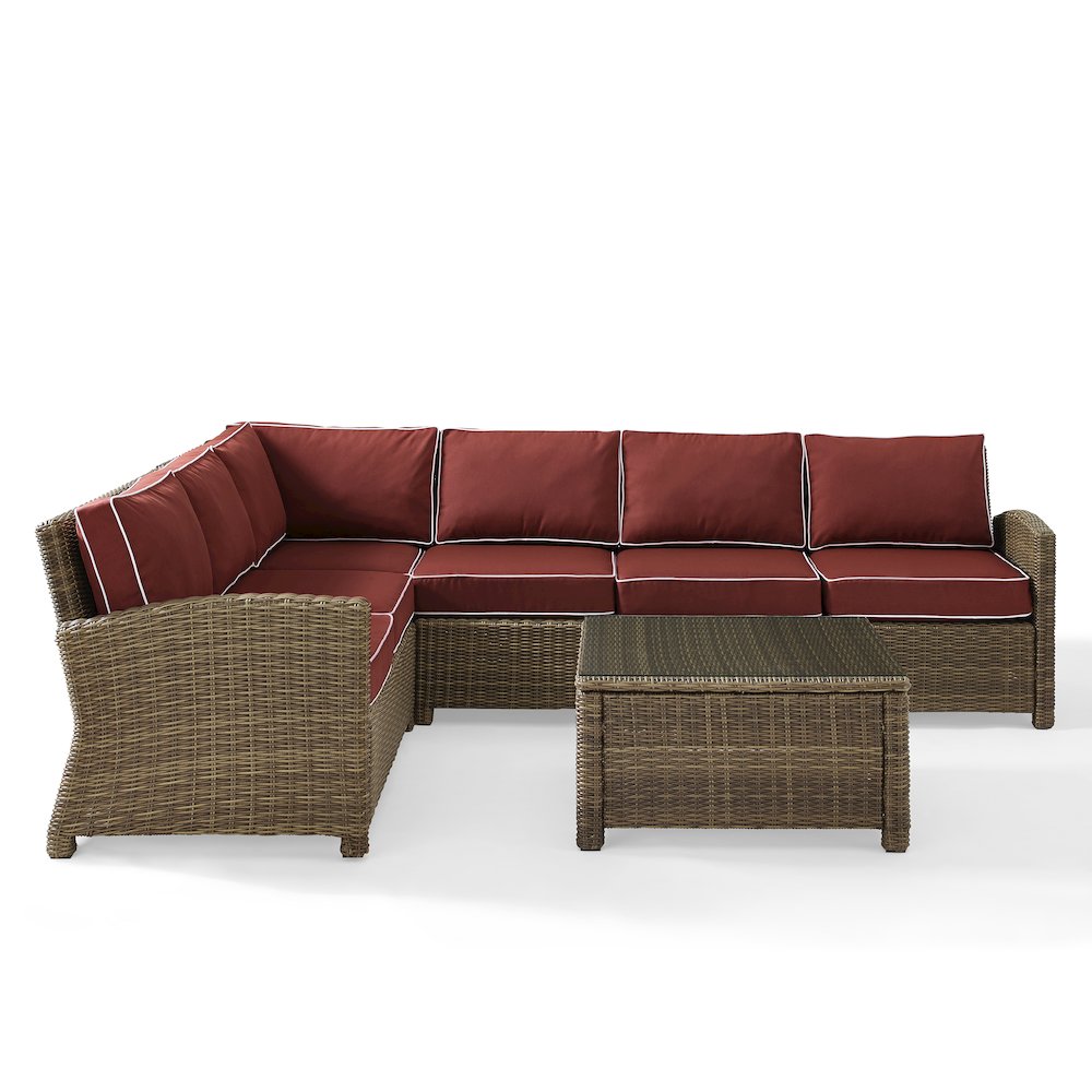 Bradenton 5Pc Wicker Outdoor Sectional Patio Furniture Set. Picture 2