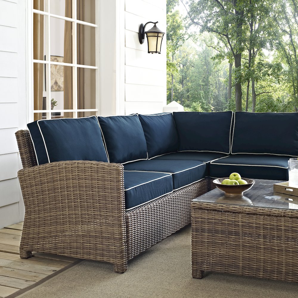 5Pc Outdoor Furniture Set,Right&Left Loveseat, Corner&Arm Chair, Coffee Table. Picture 11