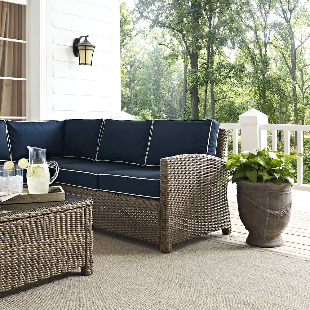5Pc Outdoor Furniture Set,Right&Left Loveseat, Corner&Arm Chair, Coffee Table. Picture 12