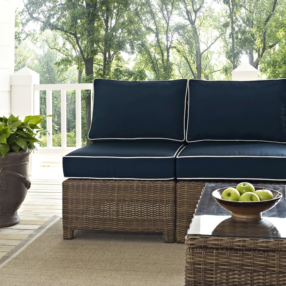 5Pc Outdoor Furniture Set,Right&Left Loveseat, Corner&Arm Chair, Coffee Table. Picture 7