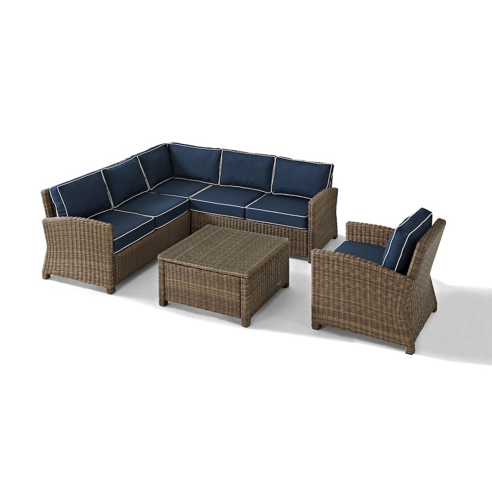 5Pc Outdoor Furniture Set,Right&Left Loveseat, Corner&Arm Chair, Coffee Table. Picture 3