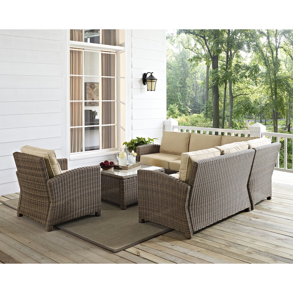 5Pc Outdoor Furniture Set, Right&Left Loveseat, Corner&Arm Chair, Coffee Table. Picture 8