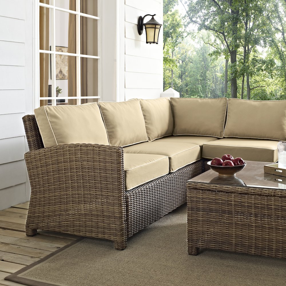 5Pc Outdoor Furniture Set, Right&Left Loveseat, Corner&Arm Chair, Coffee Table. Picture 16