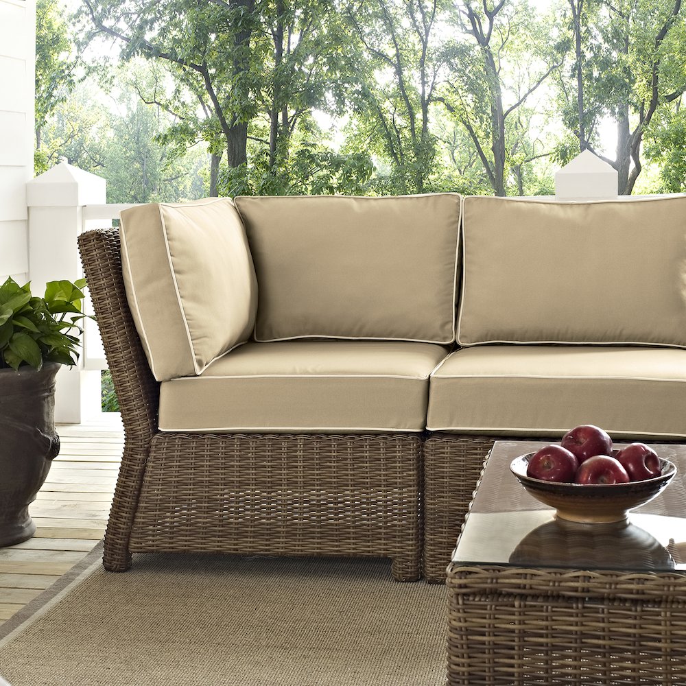 5Pc Outdoor Furniture Set, Right&Left Loveseat, Corner&Arm Chair, Coffee Table. Picture 9