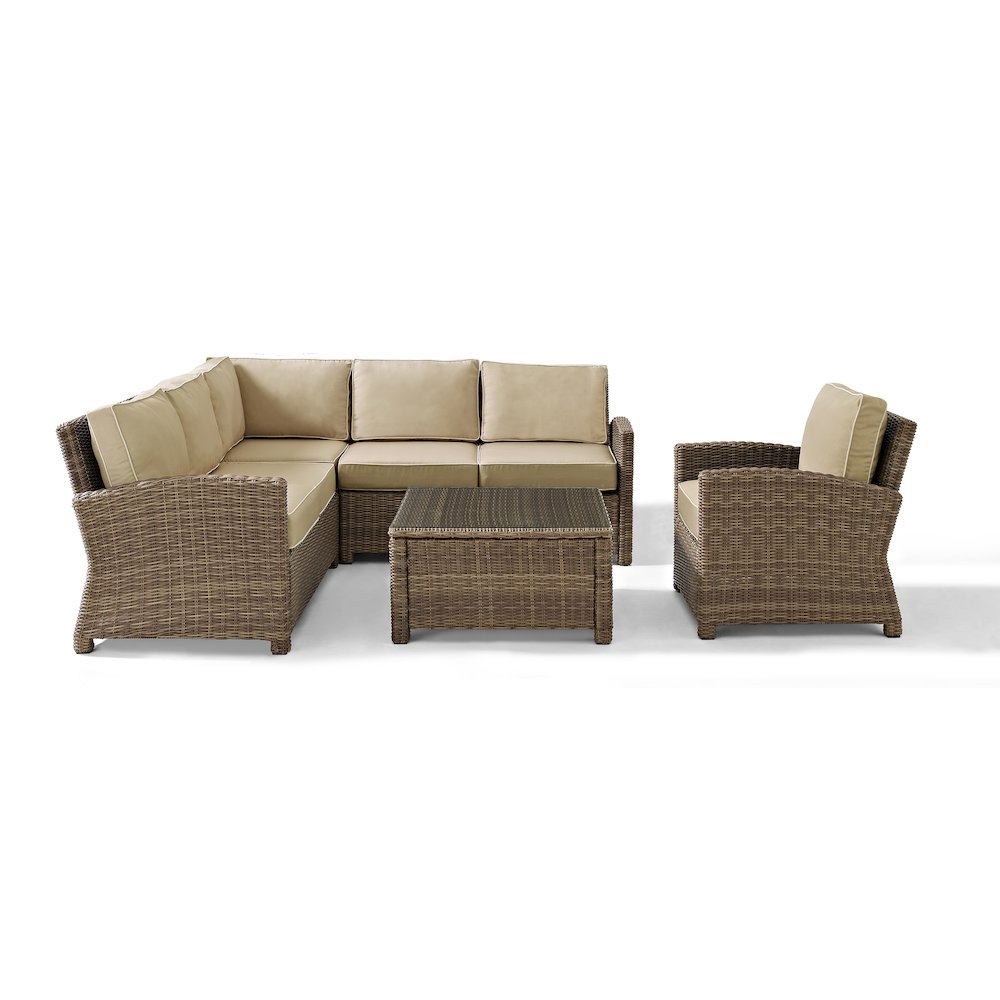 5Pc Outdoor Furniture Set, Right&Left Loveseat, Corner&Arm Chair, Coffee Table. Picture 2