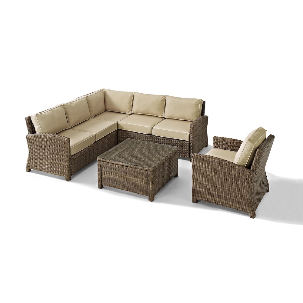5Pc Outdoor Furniture Set, Right&Left Loveseat, Corner&Arm Chair, Coffee Table. Picture 3