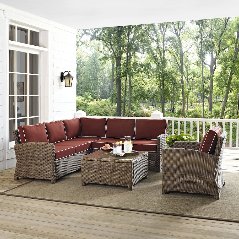5Pc Outdoor Furniture Set, Right&Left Loveseat, Corner&Arm Chair,Coffee Table. Picture 20