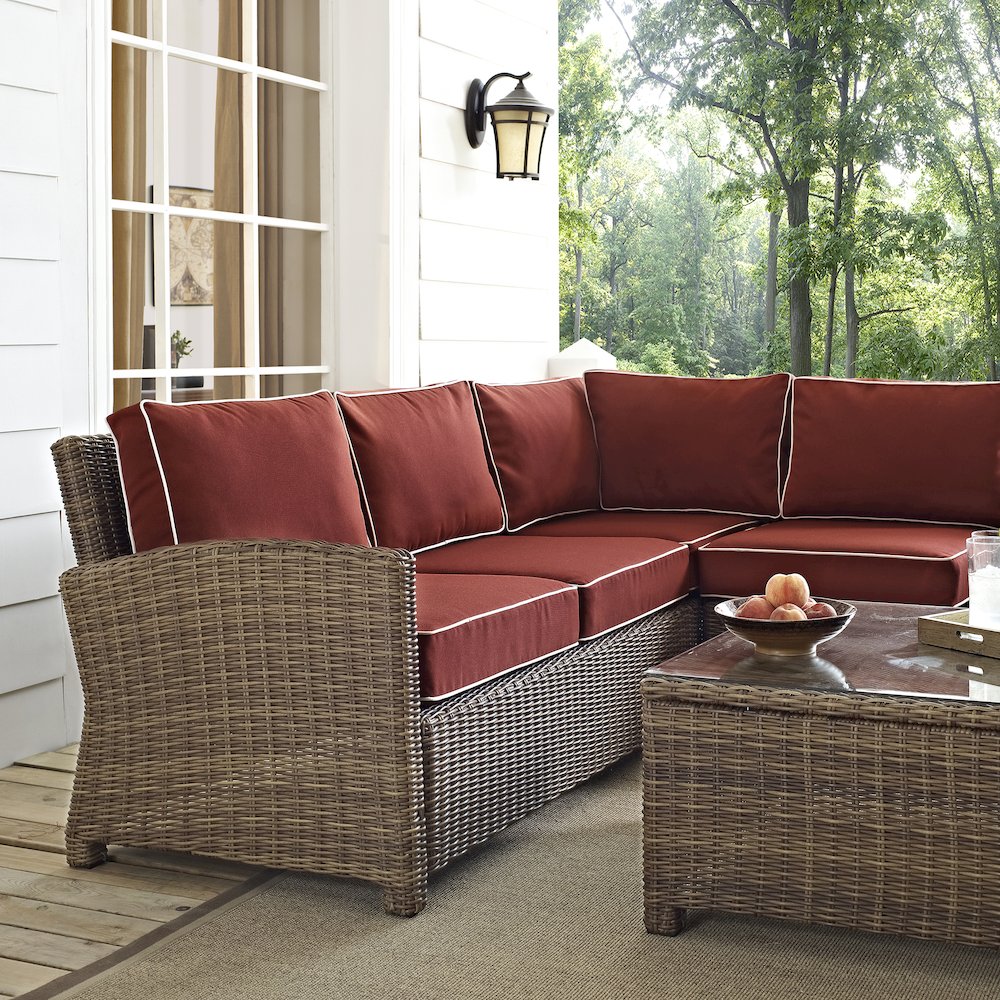 5Pc Outdoor Furniture Set, Right&Left Loveseat, Corner&Arm Chair,Coffee Table. Picture 7