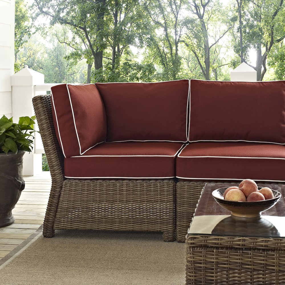5Pc Outdoor Furniture Set, Right&Left Loveseat, Corner&Arm Chair,Coffee Table. Picture 9