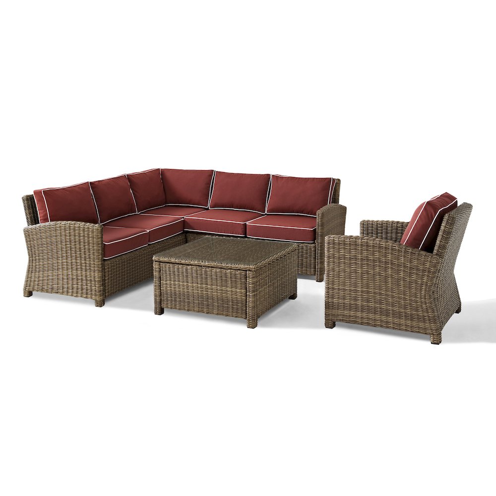 5Pc Outdoor Furniture Set, Right&Left Loveseat, Corner&Arm Chair,Coffee Table. Picture 3