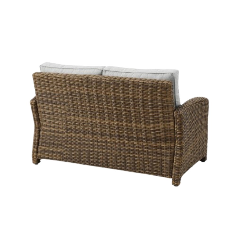 Brown Rattan Patio Furniture with Gray Cushions Outdoor Loveseat Patio Couch. Picture 5