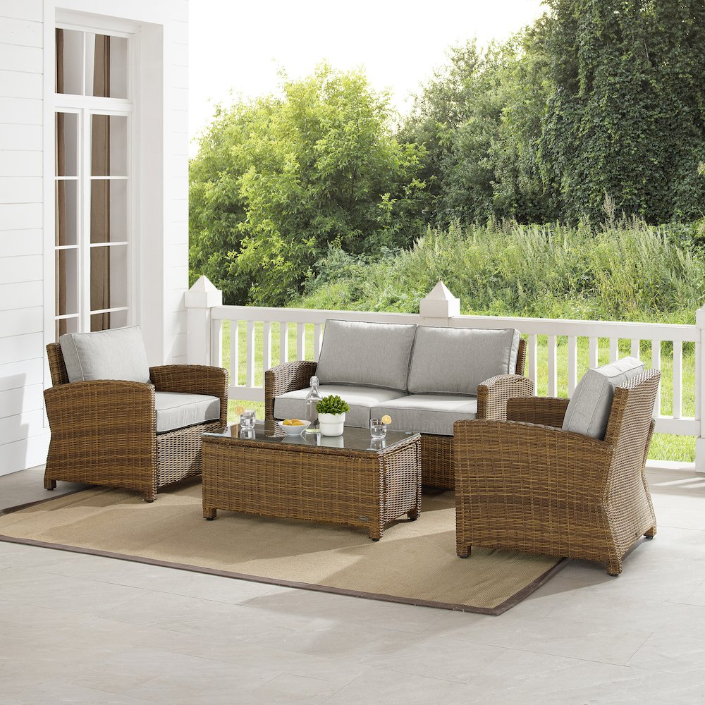 Bradenton 4Pc Wicker Outdoor Loveseat Patio Furniture Set. Picture 11