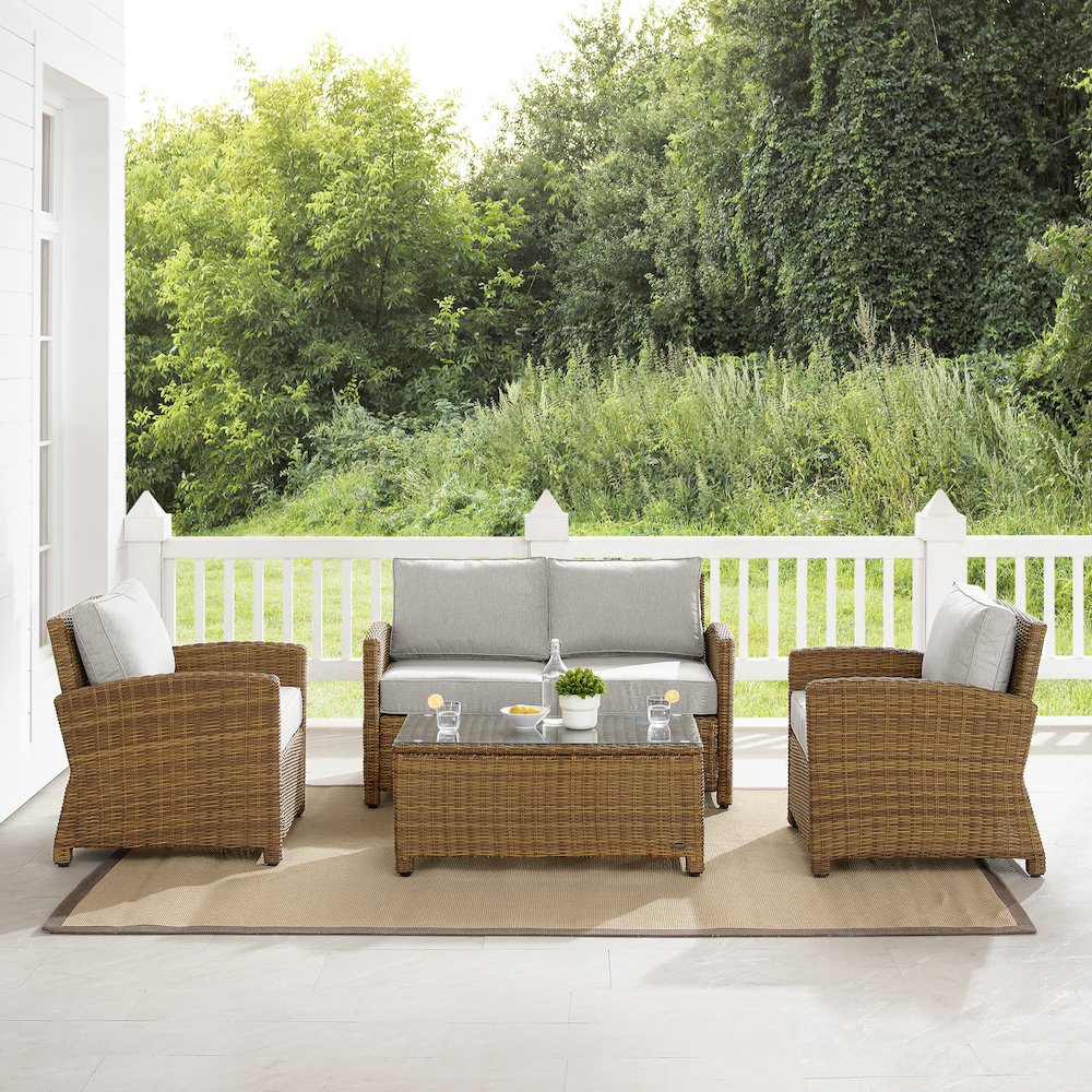 Bradenton 4Pc Wicker Outdoor Loveseat Patio Furniture Set. Picture 5