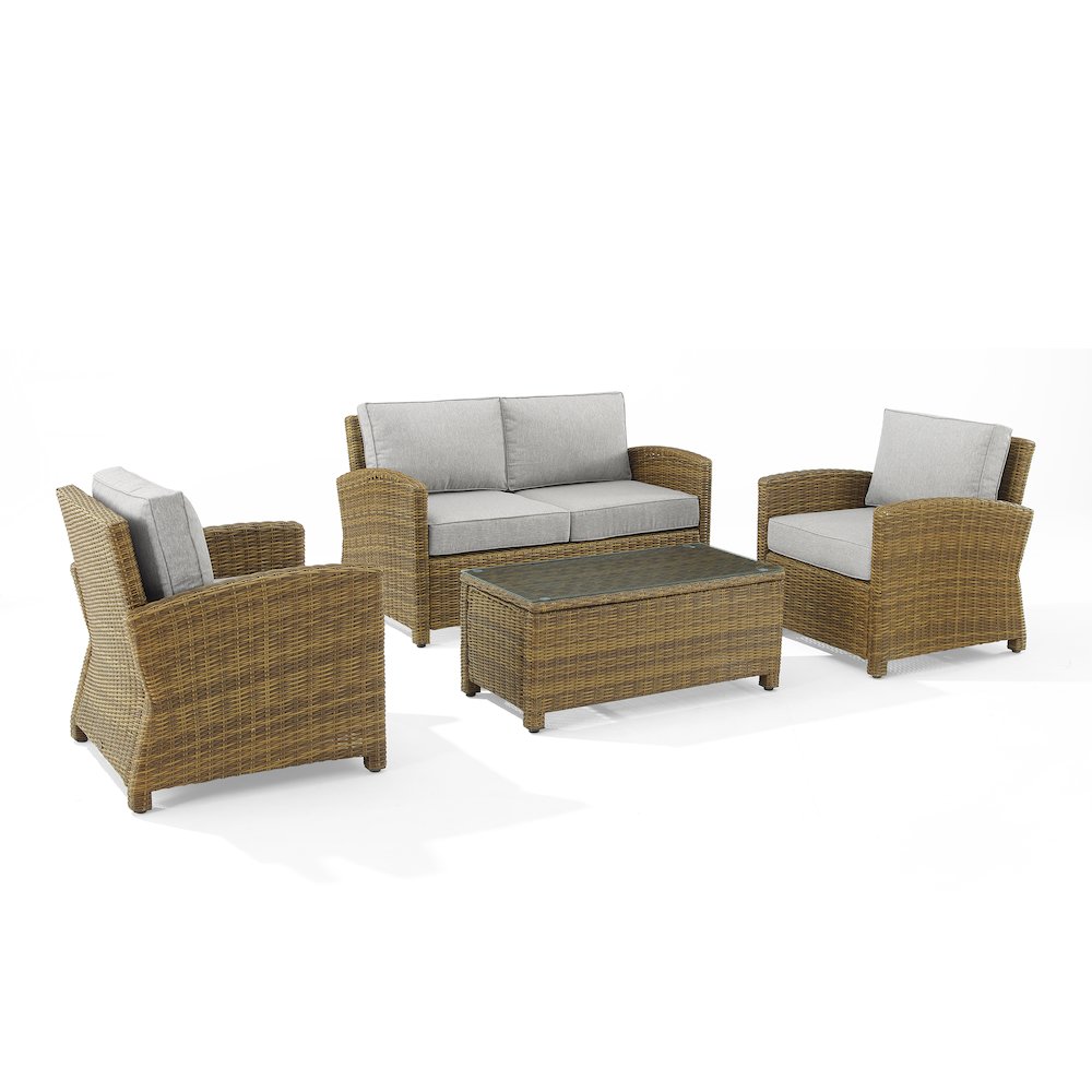 Bradenton 4Pc Wicker Outdoor Loveseat Patio Furniture Set. Picture 1