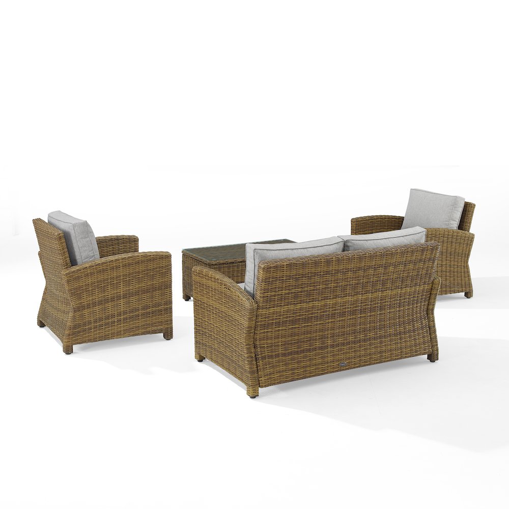 Bradenton 4Pc Wicker Outdoor Loveseat Patio Furniture Set. Picture 3