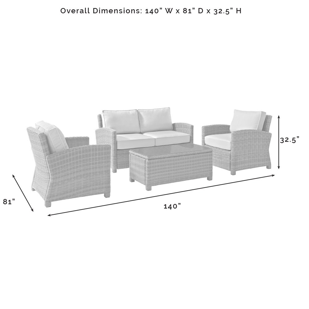 Bradenton 4Pc Wicker Outdoor Loveseat Patio Furniture Set. Picture 16