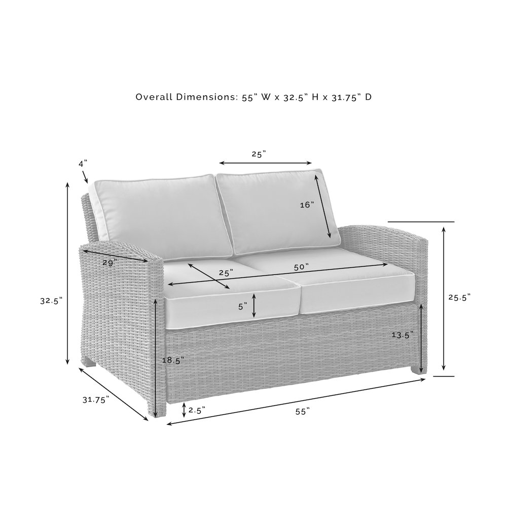 Bradenton 4Pc Wicker Outdoor Loveseat Patio Furniture Set. Picture 7