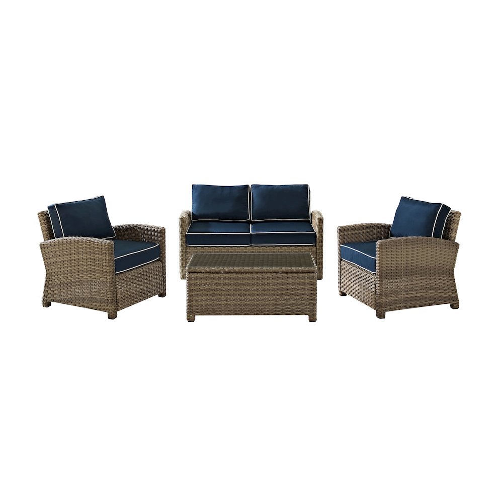 Bradenton 4Pc Outdoor Furniture Set, Loveseat, Coffee Table, 2 Arm Chairs. Picture 2