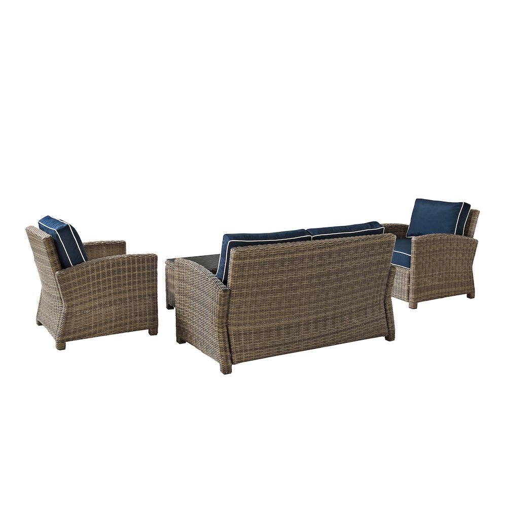 Bradenton 4Pc Outdoor Furniture Set, Loveseat, Coffee Table, 2 Arm Chairs. Picture 3