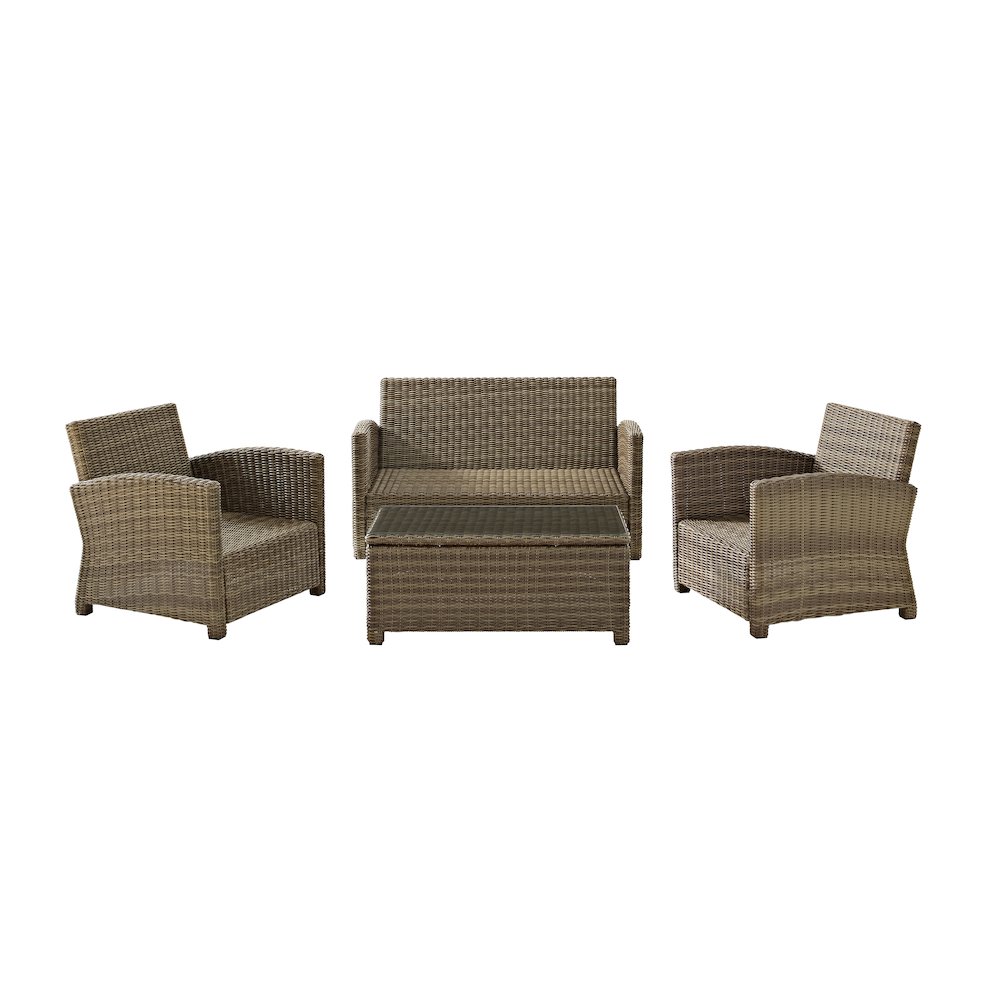Bradenton 4Pc Outdoor Furniture Set, Loveseat, Coffee Table, 2 Arm Chairs. Picture 4