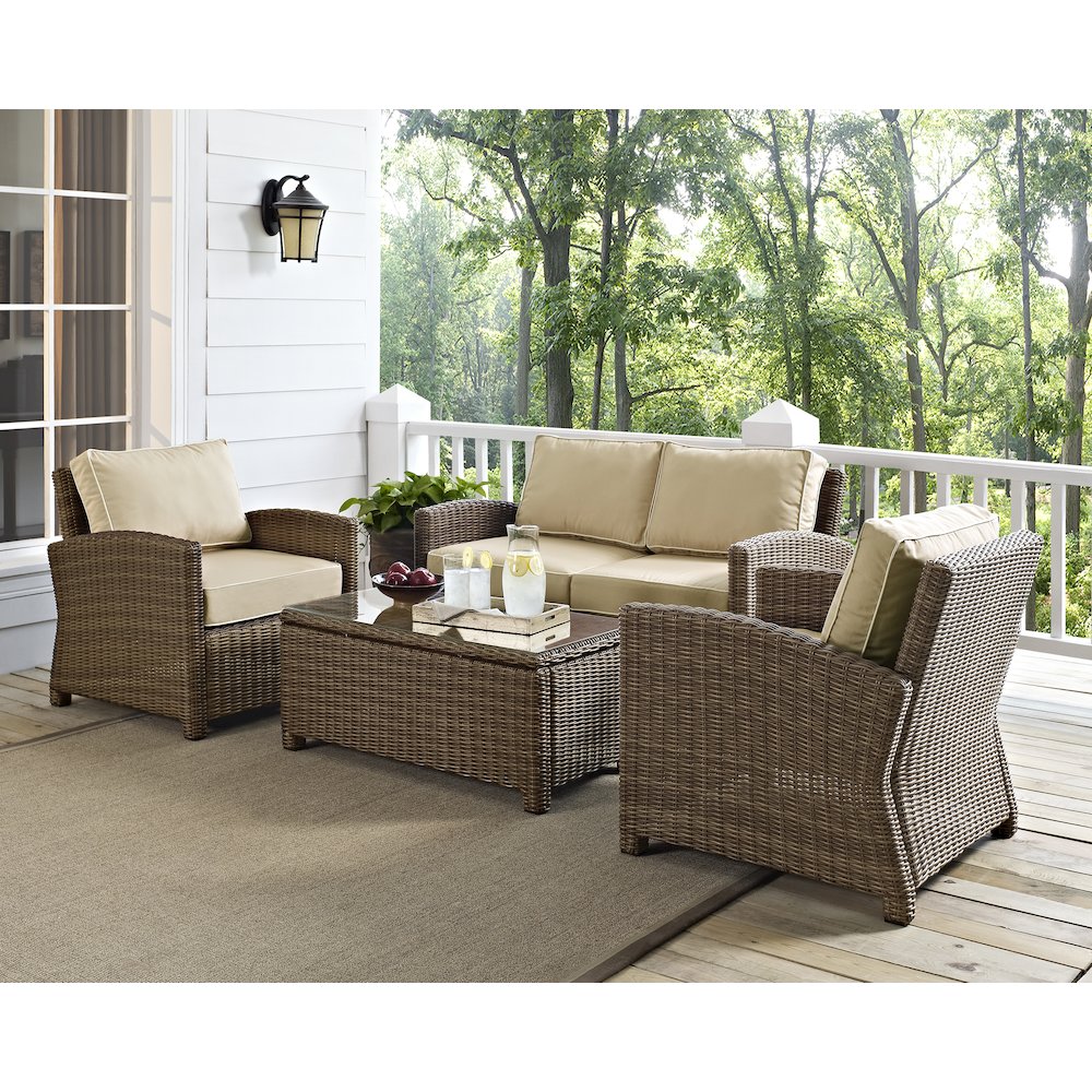Bradenton 4Pc Outdoor Furniture Set, Loveseat, Coffee Table, 2 Arm Chairs. Picture 4
