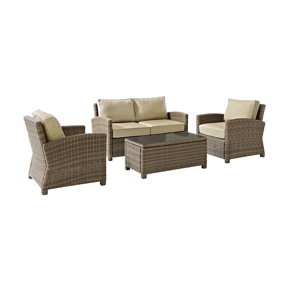 Bradenton 4Pc Outdoor Furniture Set, Loveseat, Coffee Table, 2 Arm Chairs. Picture 1