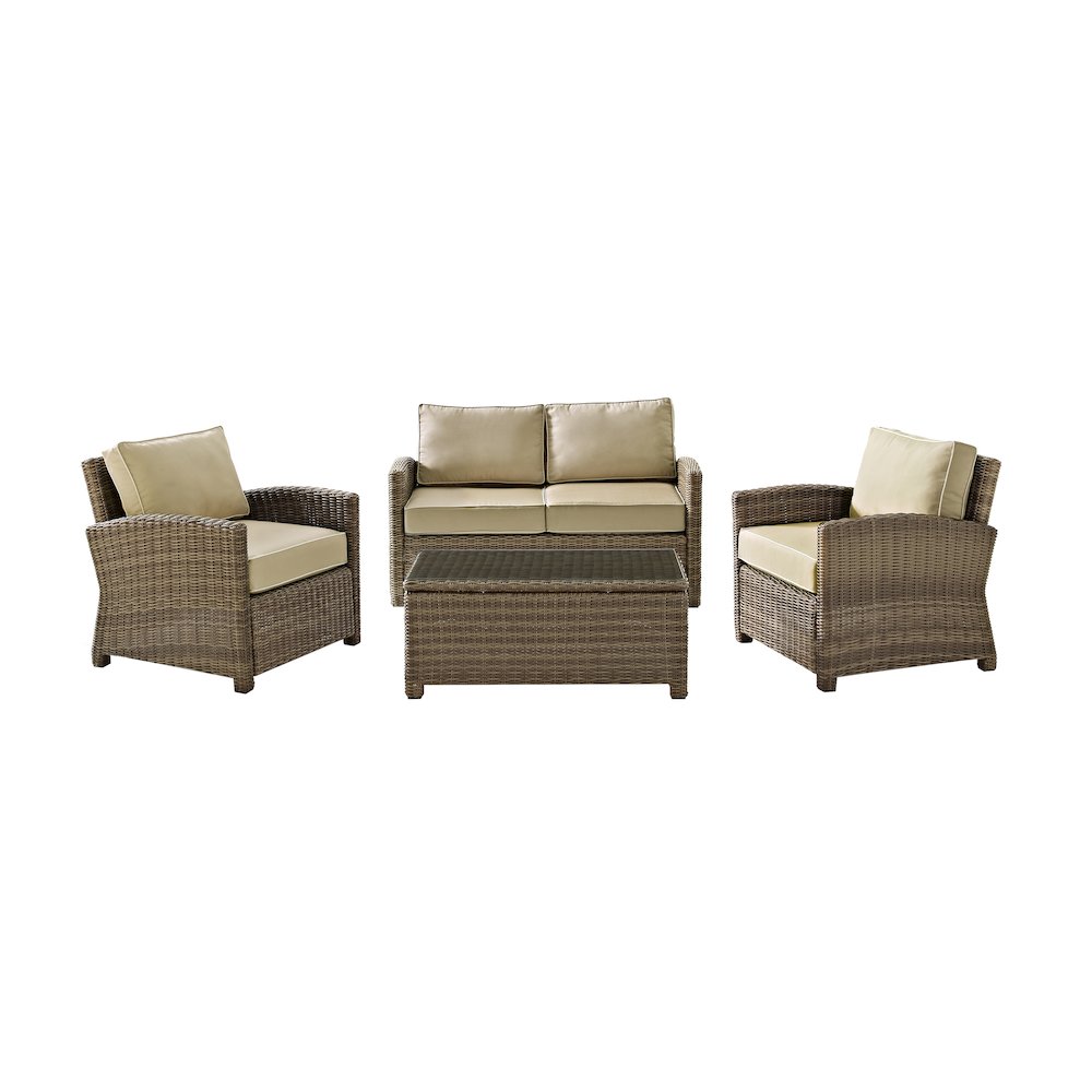 Bradenton 4Pc Outdoor Furniture Set, Loveseat, Coffee Table, 2 Arm Chairs. Picture 2