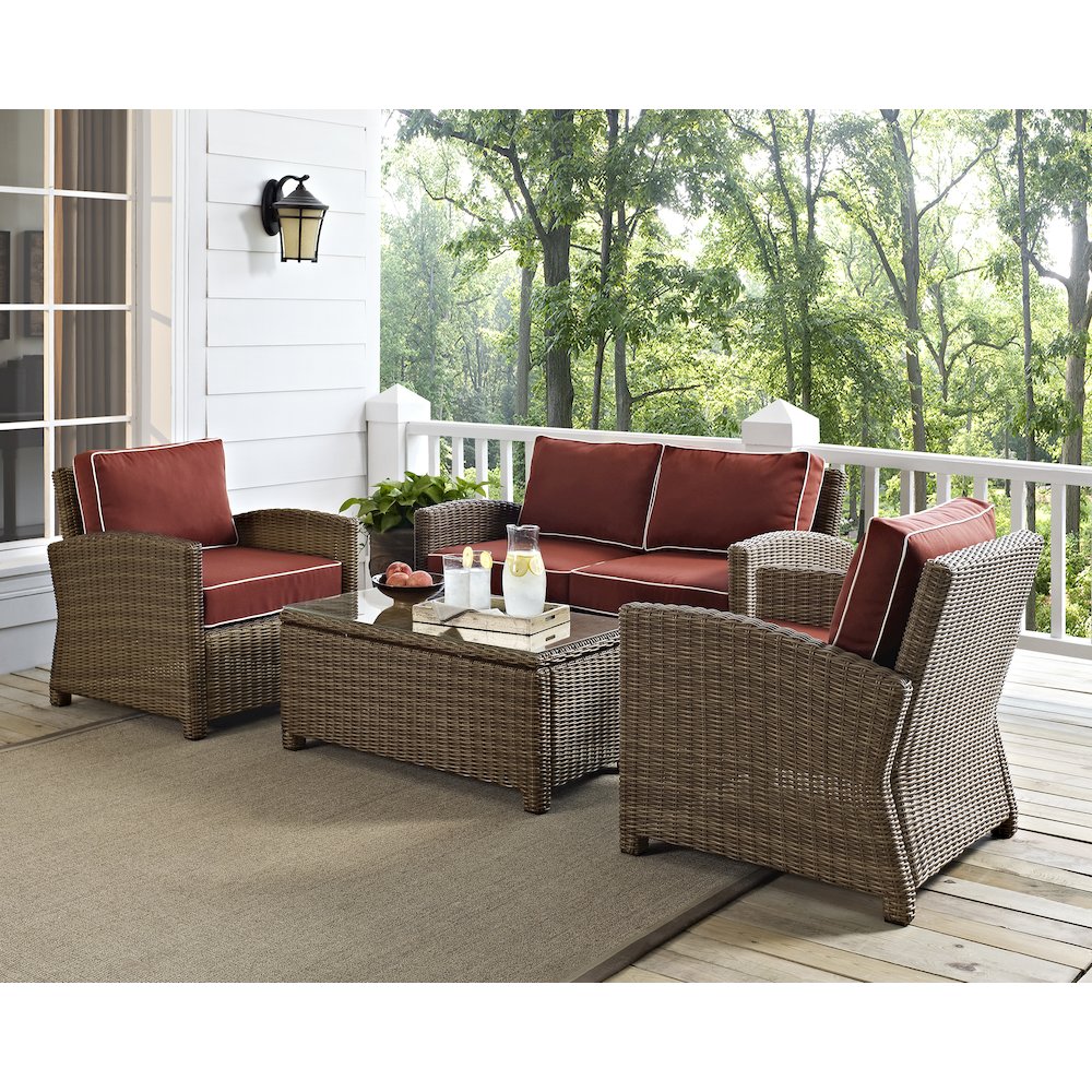 Bradenton 4Pc Outdoor Furniture Set, Loveseat, Coffee Table, 2 Arm Chairs. Picture 13