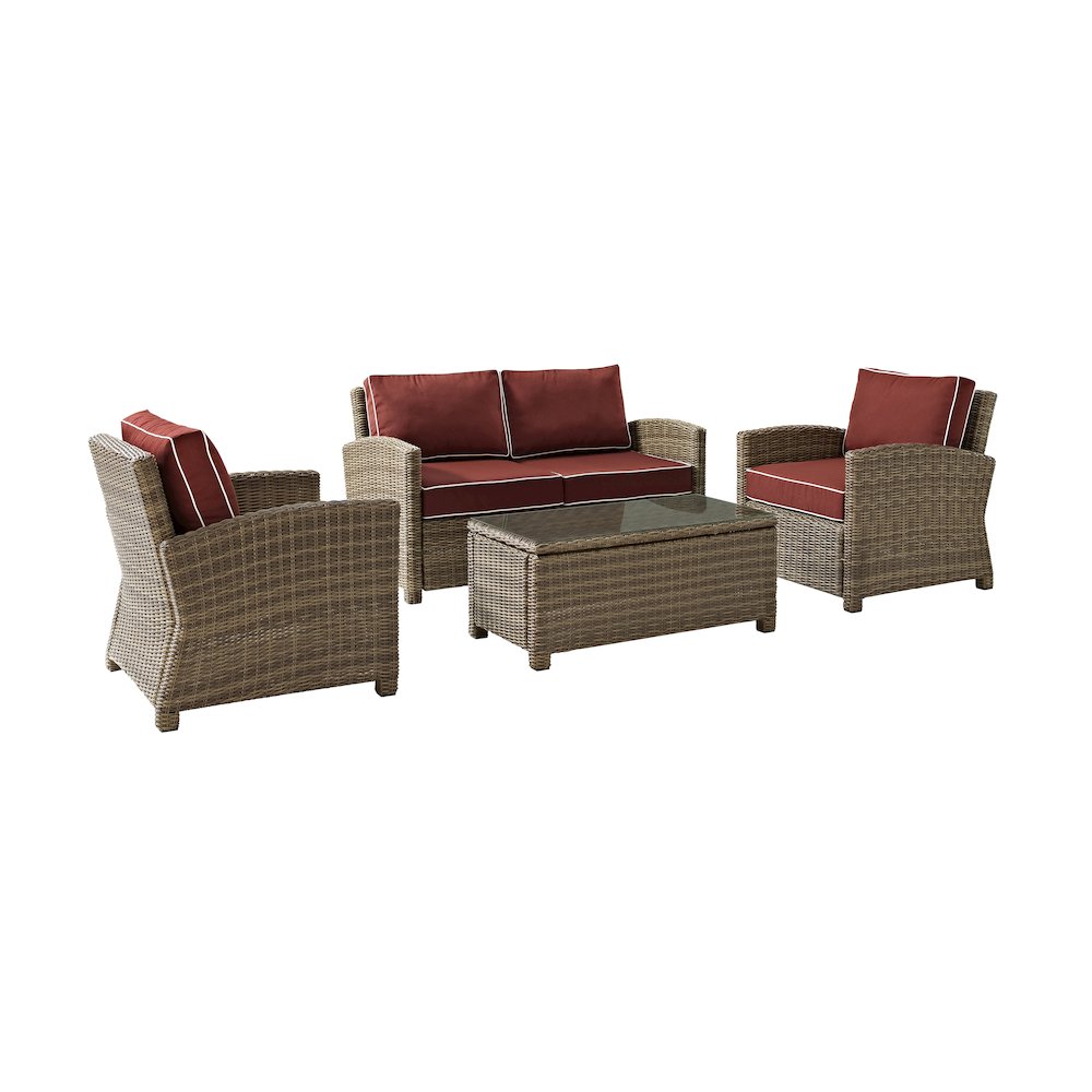 Bradenton 4Pc Outdoor Furniture Set, Loveseat, Coffee Table, 2 Arm Chairs. Picture 1