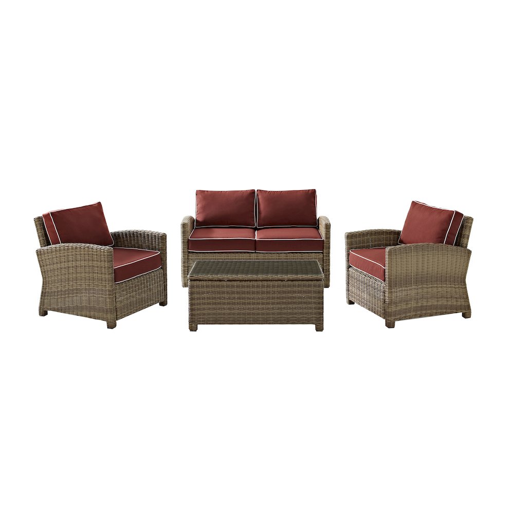 Bradenton 4Pc Outdoor Furniture Set, Loveseat, Coffee Table, 2 Arm Chairs. Picture 2