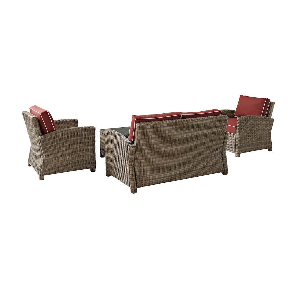 Bradenton 4Pc Outdoor Furniture Set, Loveseat, Coffee Table, 2 Arm Chairs. Picture 3