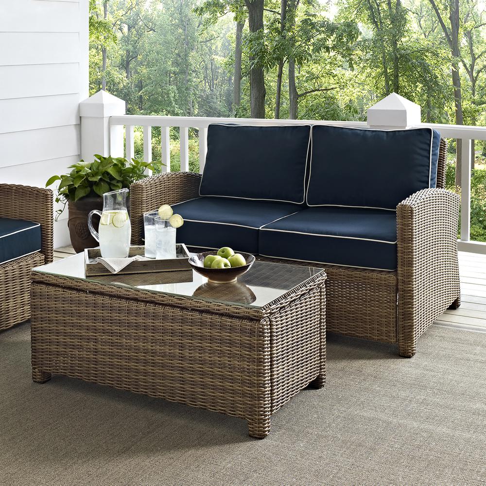 Bradenton 2Pc Wicker Outdoor Loveseat Patio Furniture Set. Picture 11
