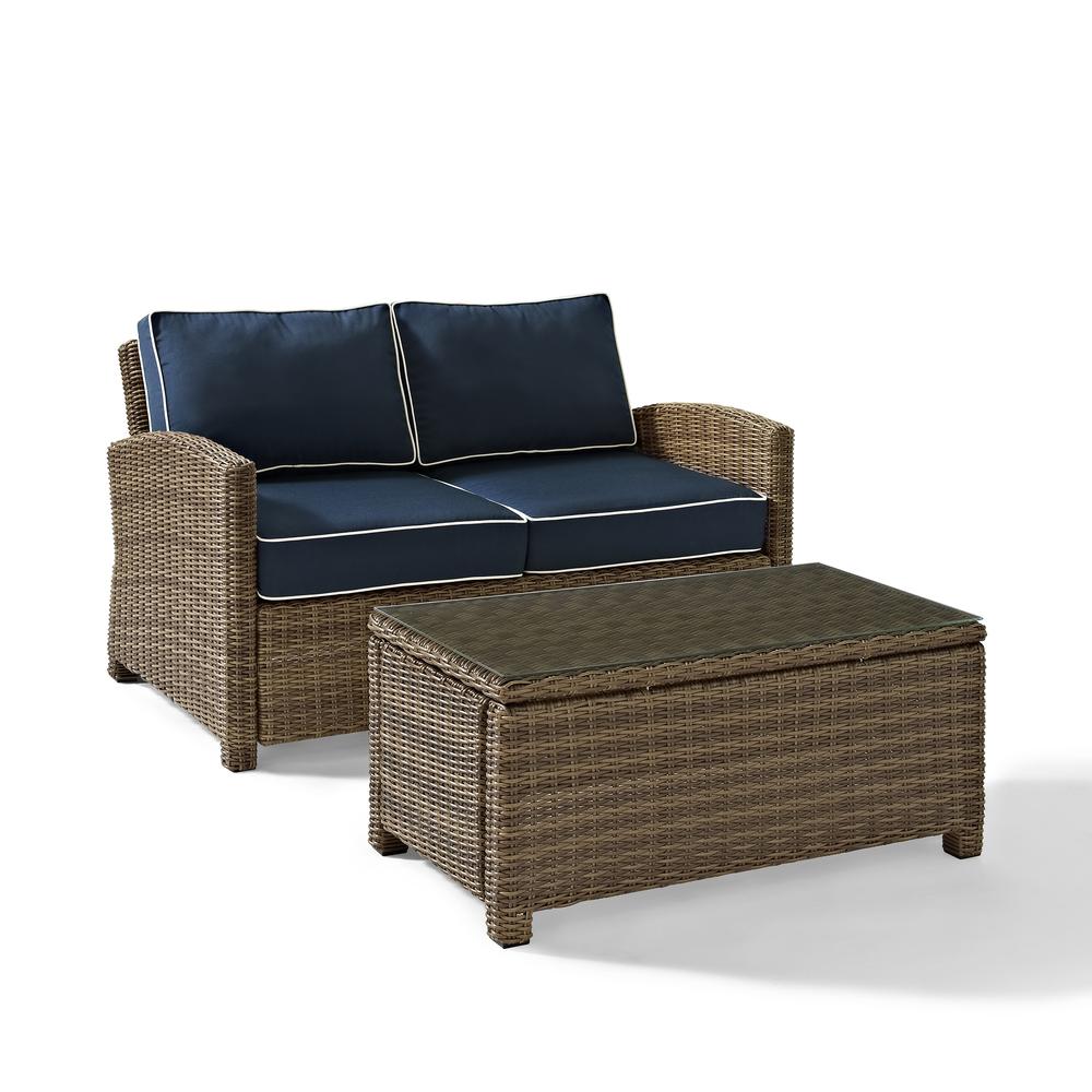 Bradenton 2Pc Wicker Outdoor Loveseat Patio Furniture Set. Picture 1