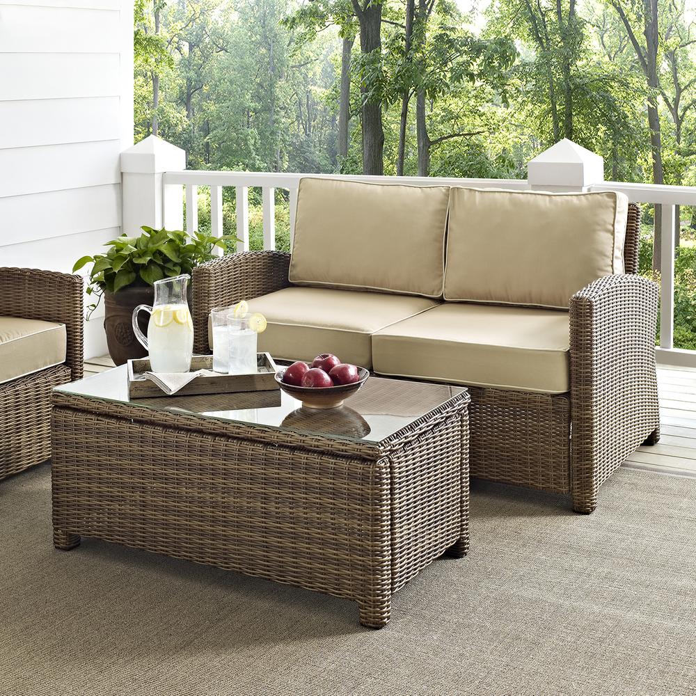 Bradenton 2Pc Wicker Outdoor Loveseat Patio Furniture Set. Picture 9