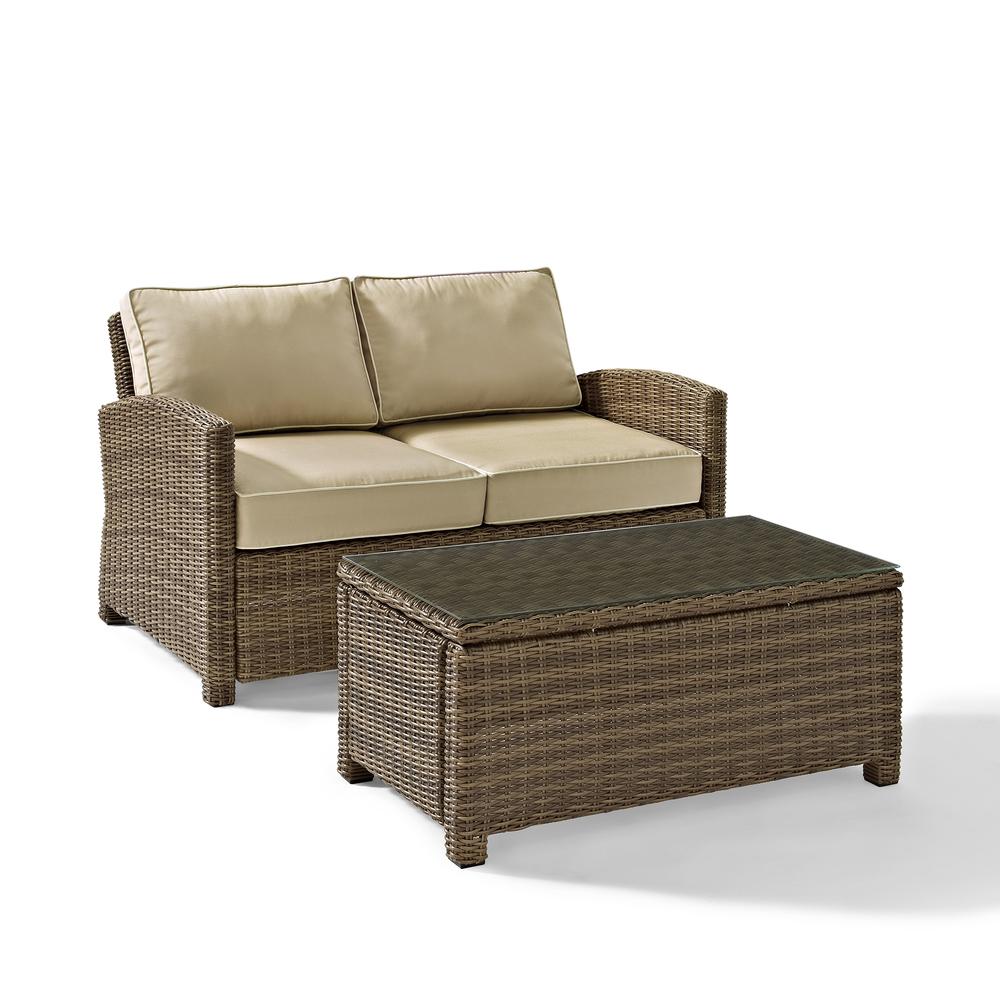 Bradenton 2Pc Wicker Outdoor Loveseat Patio Furniture Set. Picture 1