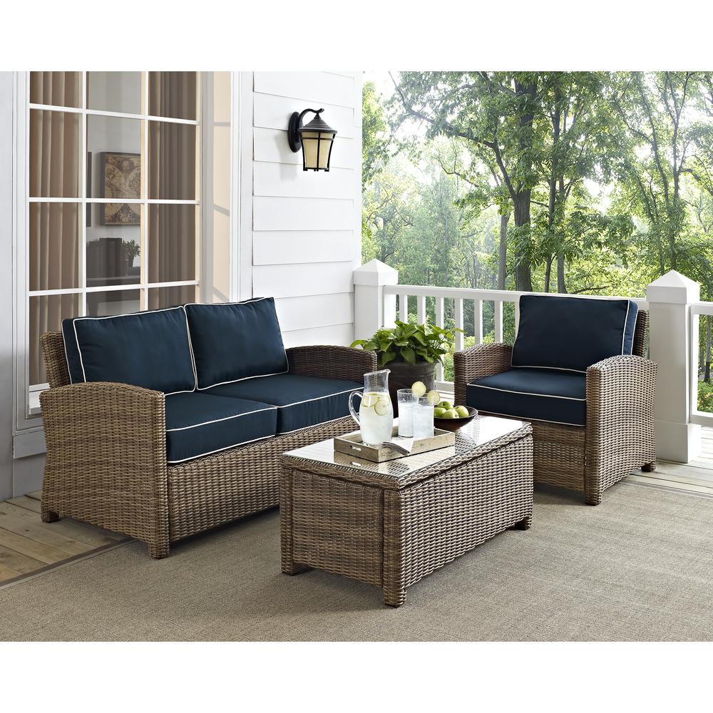 Bradenton 3Pc Wicker Outdoor Loveseat Patio Furniture Set. Picture 15