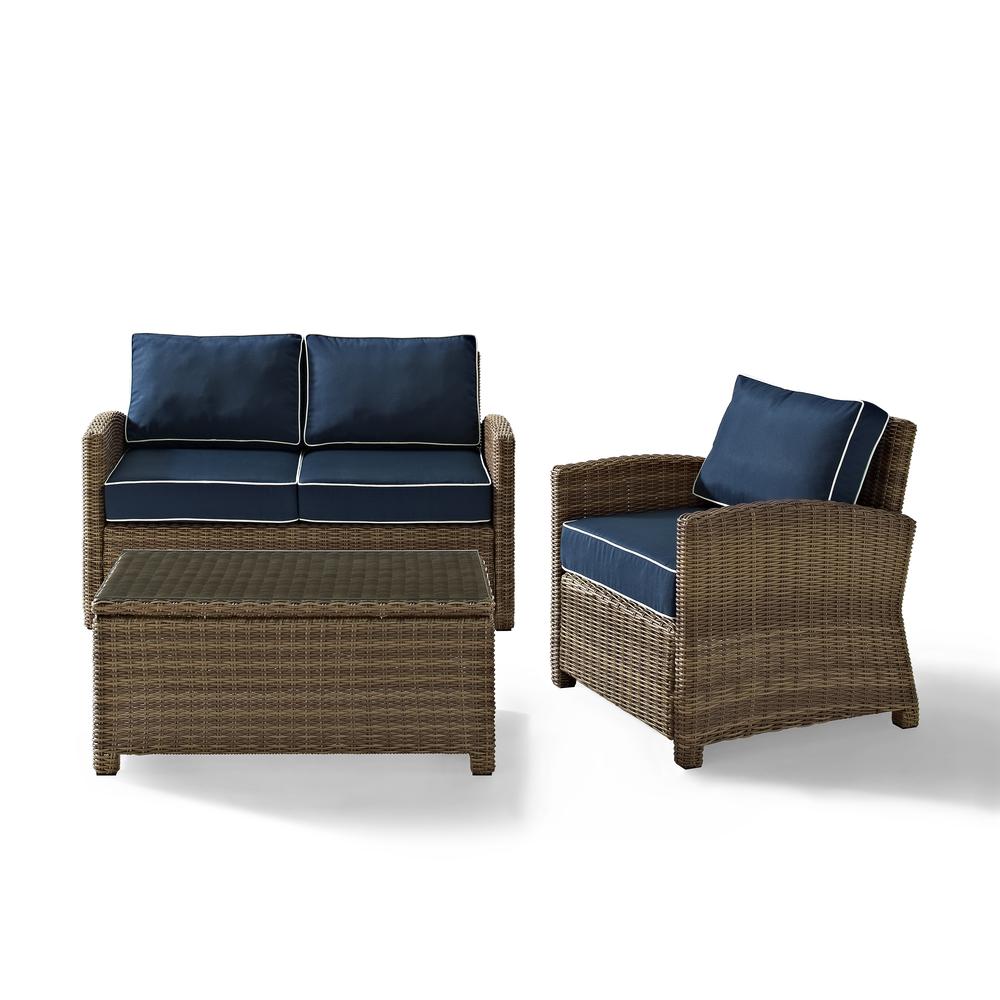 Bradenton 3Pc Wicker Outdoor Loveseat Patio Furniture Set. Picture 16