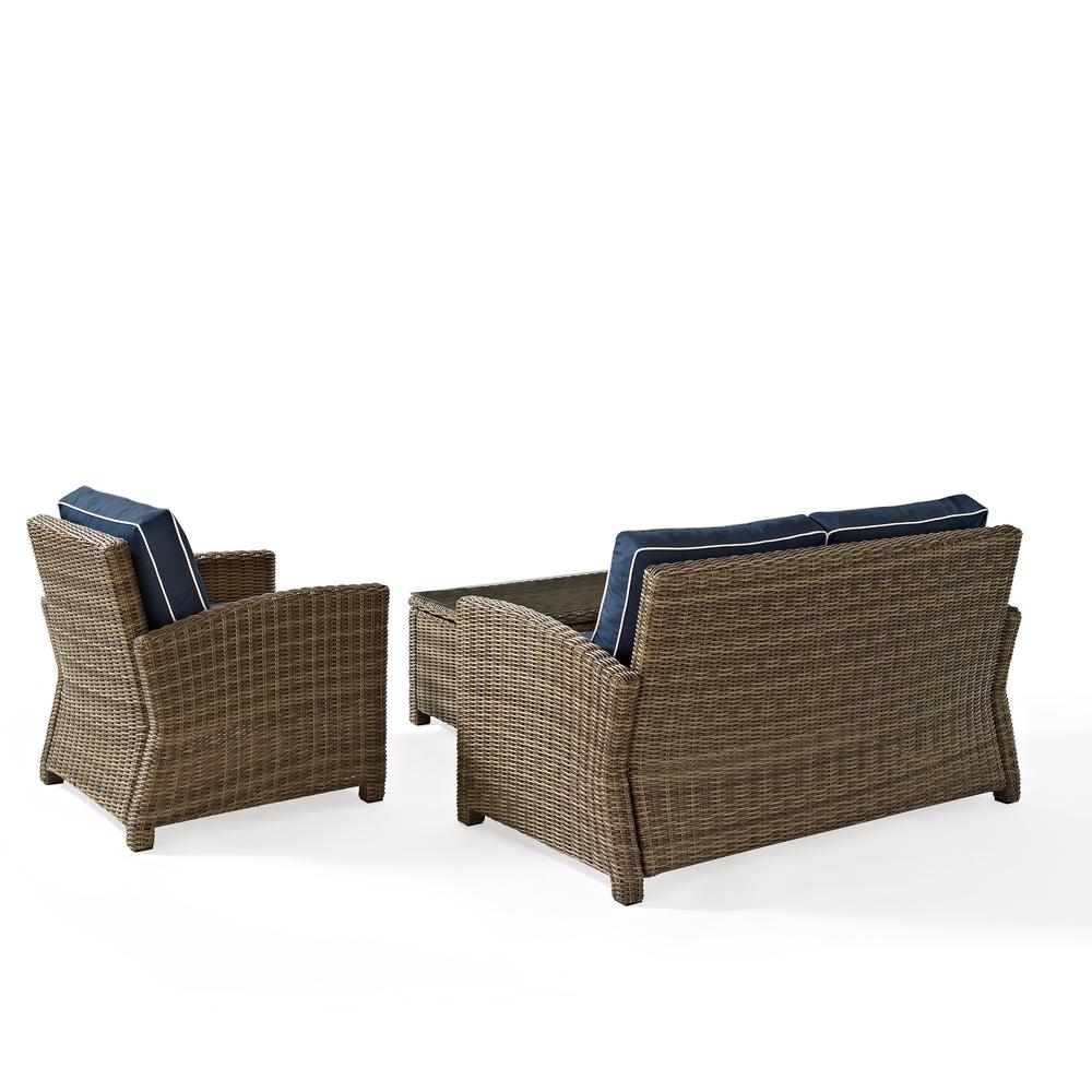 Bradenton 3Pc Wicker Outdoor Loveseat Patio Furniture Set. Picture 17