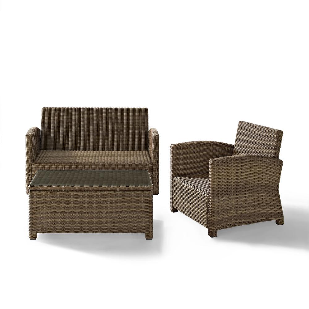 Bradenton 3Pc Wicker Outdoor Loveseat Patio Furniture Set. Picture 18