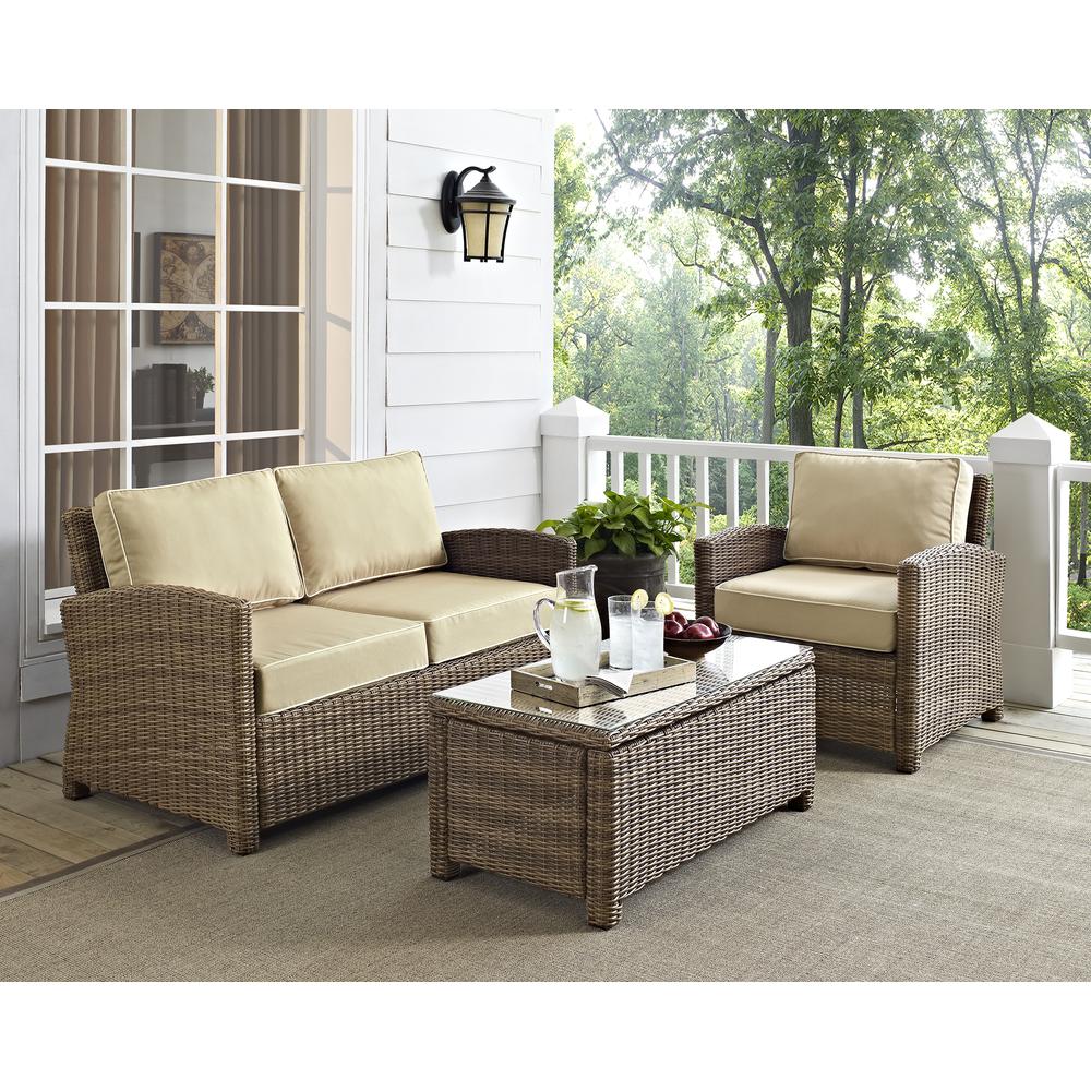 Bradenton 3Pc Outdoor Loveseat Furniture Set, Loveseat, Arm Chair, Coffee Table. Picture 13