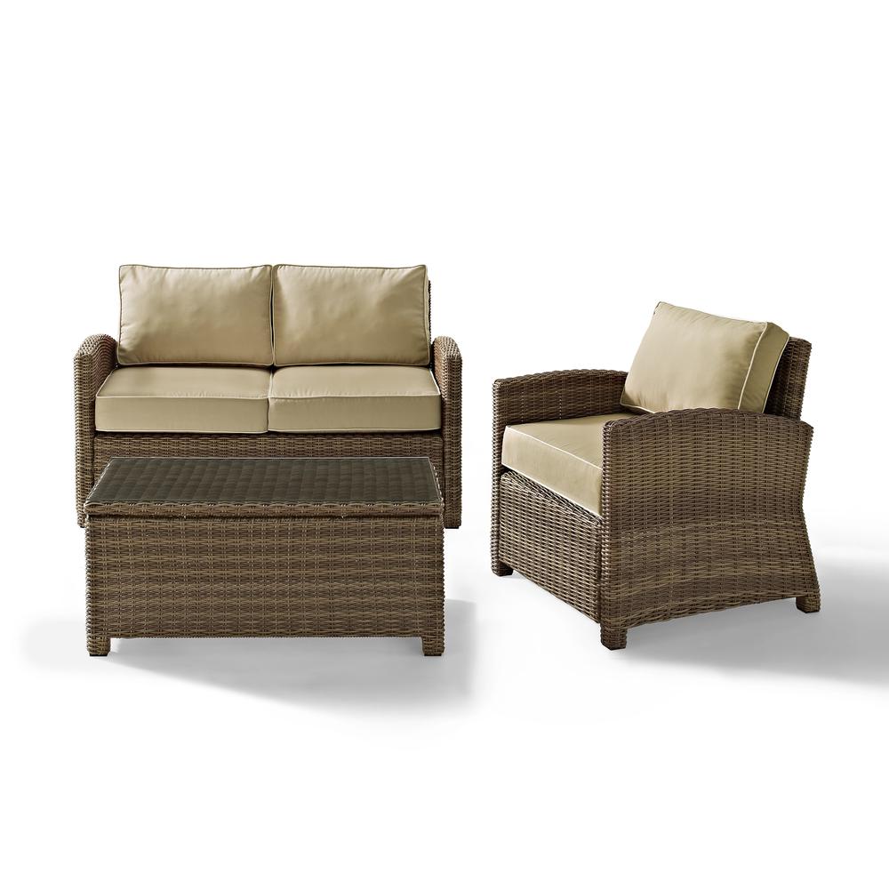 Bradenton 3Pc Outdoor Loveseat Furniture Set, Loveseat, Arm Chair, Coffee Table. Picture 14