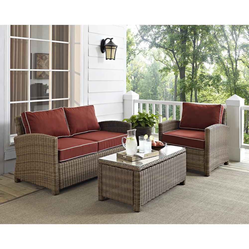 Bradenton 3Pc Outdoor Loveseat Furniture Set, Loveseat, Arm Chair, Coffee Table. Picture 13