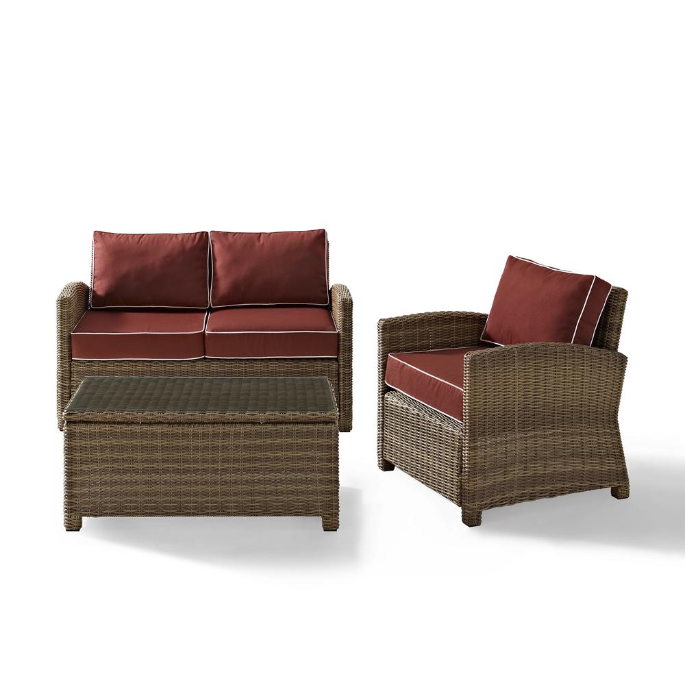 Bradenton 3Pc Outdoor Loveseat Furniture Set, Loveseat, Arm Chair, Coffee Table. Picture 14