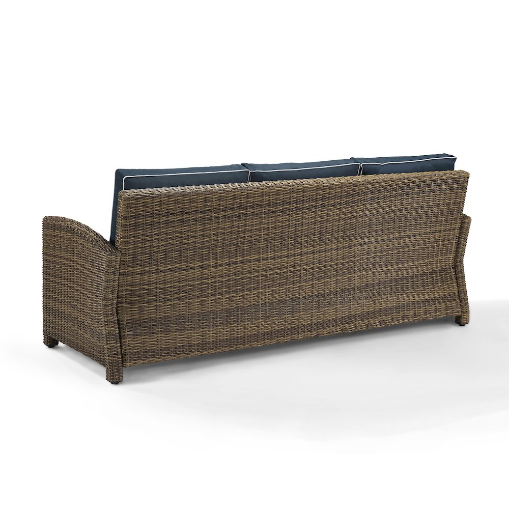 Bradenton Outdoor Wicker Sofa Navy/Weathered Brown. Picture 4