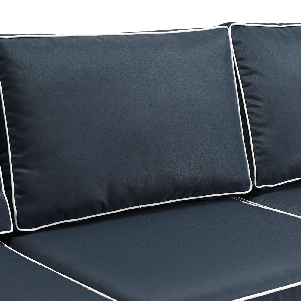 Bradenton Outdoor Wicker Sofa Navy/Weathered Brown. Picture 5