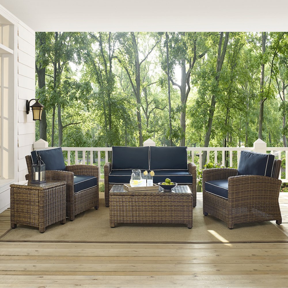 5Pc Outdoor Loveseat Furniture Set, Side Table, Coffee Table, 2 Armchairs. Picture 14