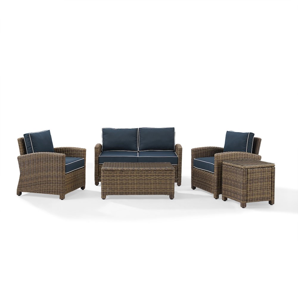 5Pc Outdoor Loveseat Furniture Set, Side Table, Coffee Table, 2 Armchairs. Picture 1