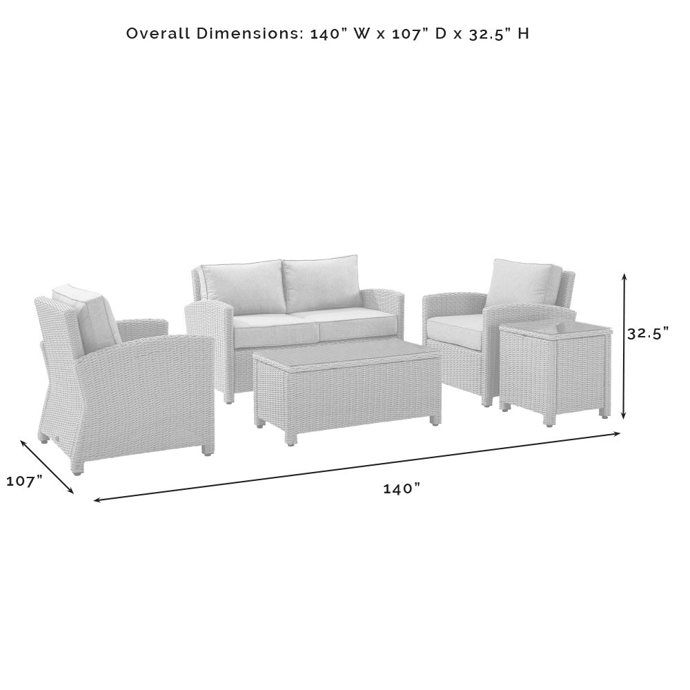 5Pc Outdoor Loveseat Furniture Set, Side Table, Coffee Table, 2 Armchairs. Picture 1
