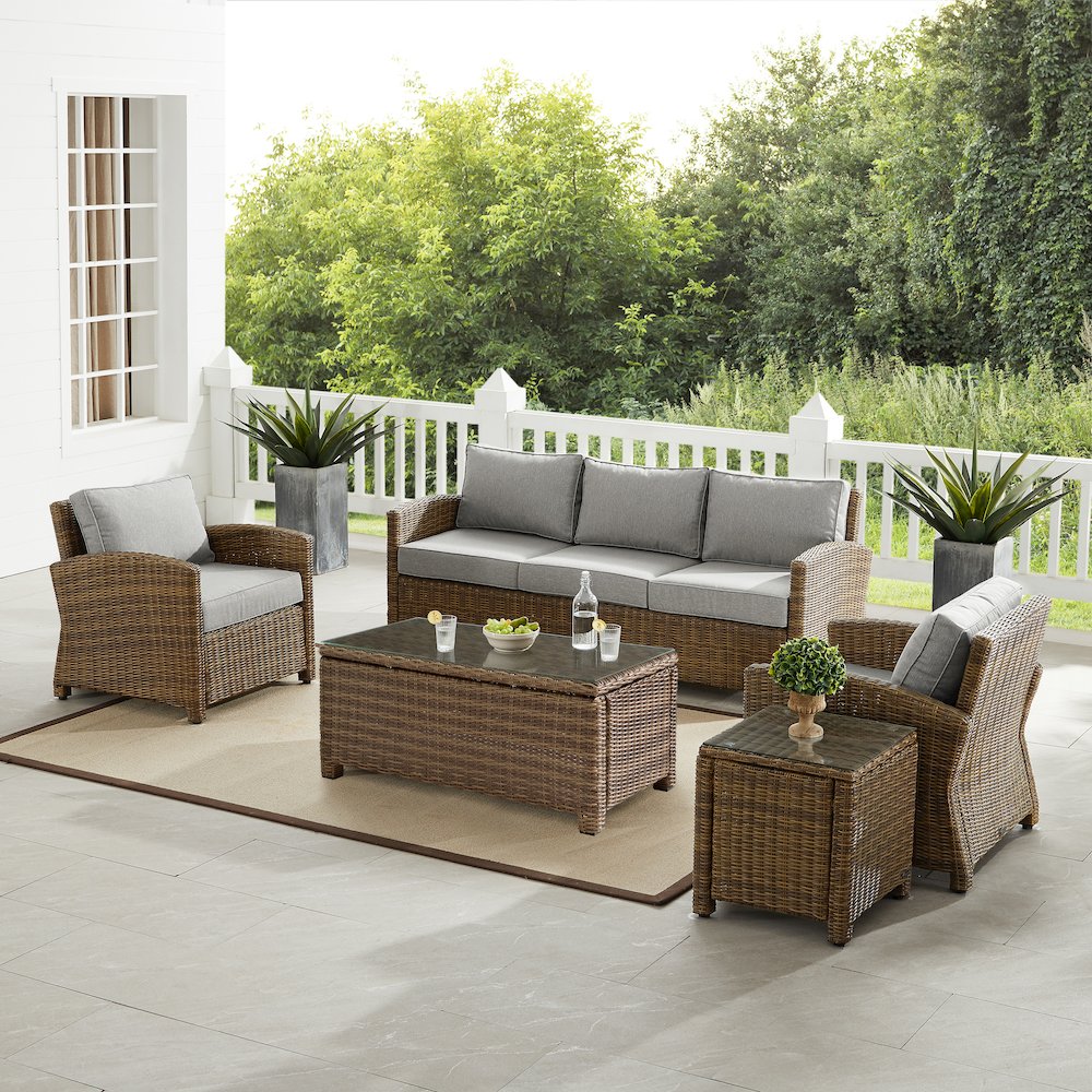 5Pc Outdoor Sofa Furniture Set, Sofa, Side Table, Coffee Table, & 2 Armchairs. Picture 3